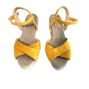 Boden Mustard Yellow Jasmine Espadrilles Wedge Sandals Women's EU 39 US 8 Casual